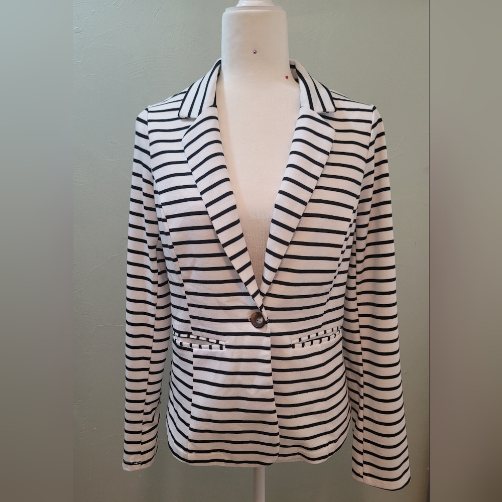 Striped Black and White Women's Blazer